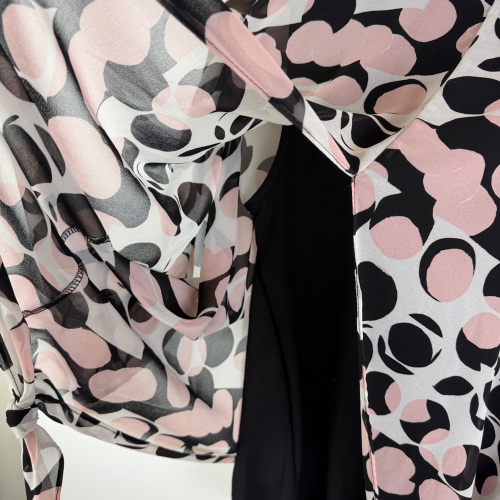 Joseph Ribkoff Polka Dot Sheer Overlay Blouse Size 4‎ Retro Lightweight Lined - Picture 6 of 10